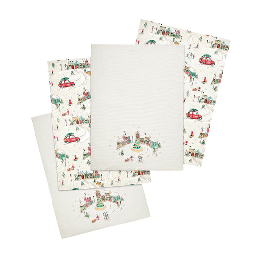 Catherine Lansfield Christmas Town Cotton Tea Towel Pack of 4
