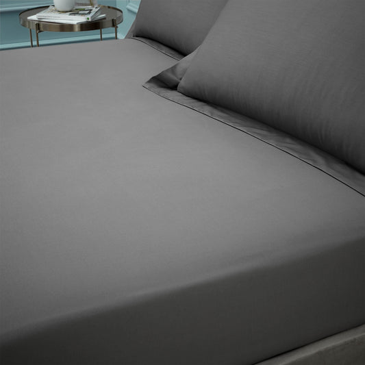 Bianca Charcoal Grey 180TC Egyptian Cotton Deep (34cm) Fitted Sheet