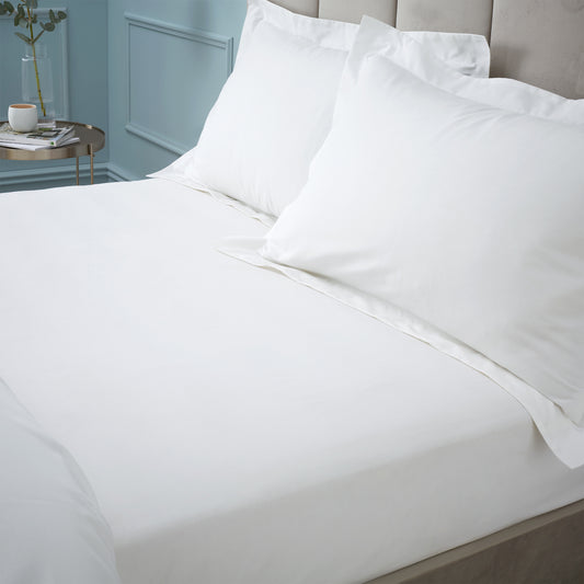 Bianca White 180TC Egyptian Cotton Deep (34cm) Fitted Sheet