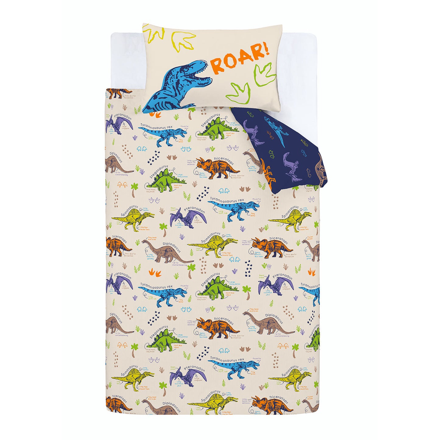 Catherine Lansfield Prehistoric Dinosaurs Reversible Duvet Set