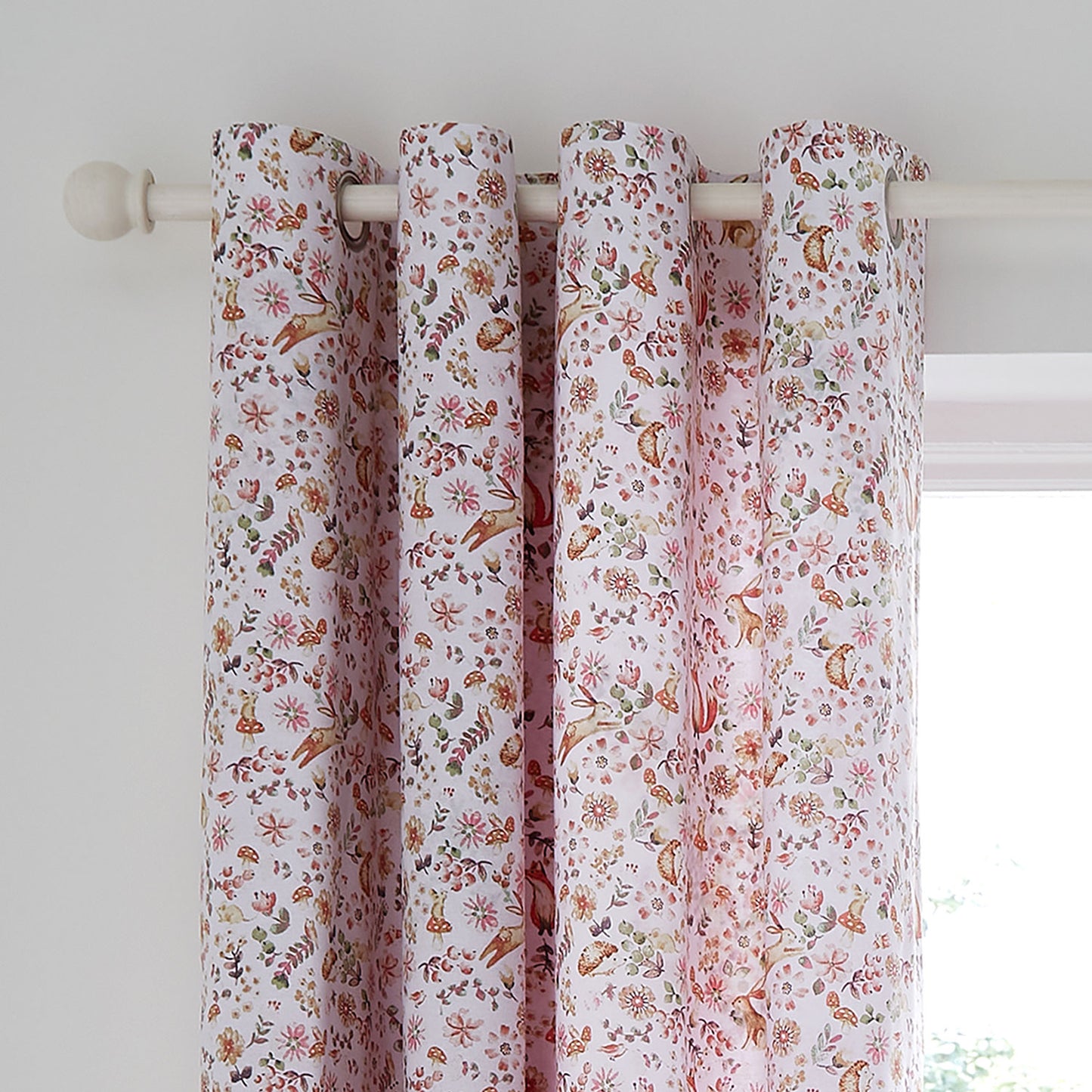 Catherine Lansfield Pink Enchanted Butterfly Reversible Eyelet Curtains