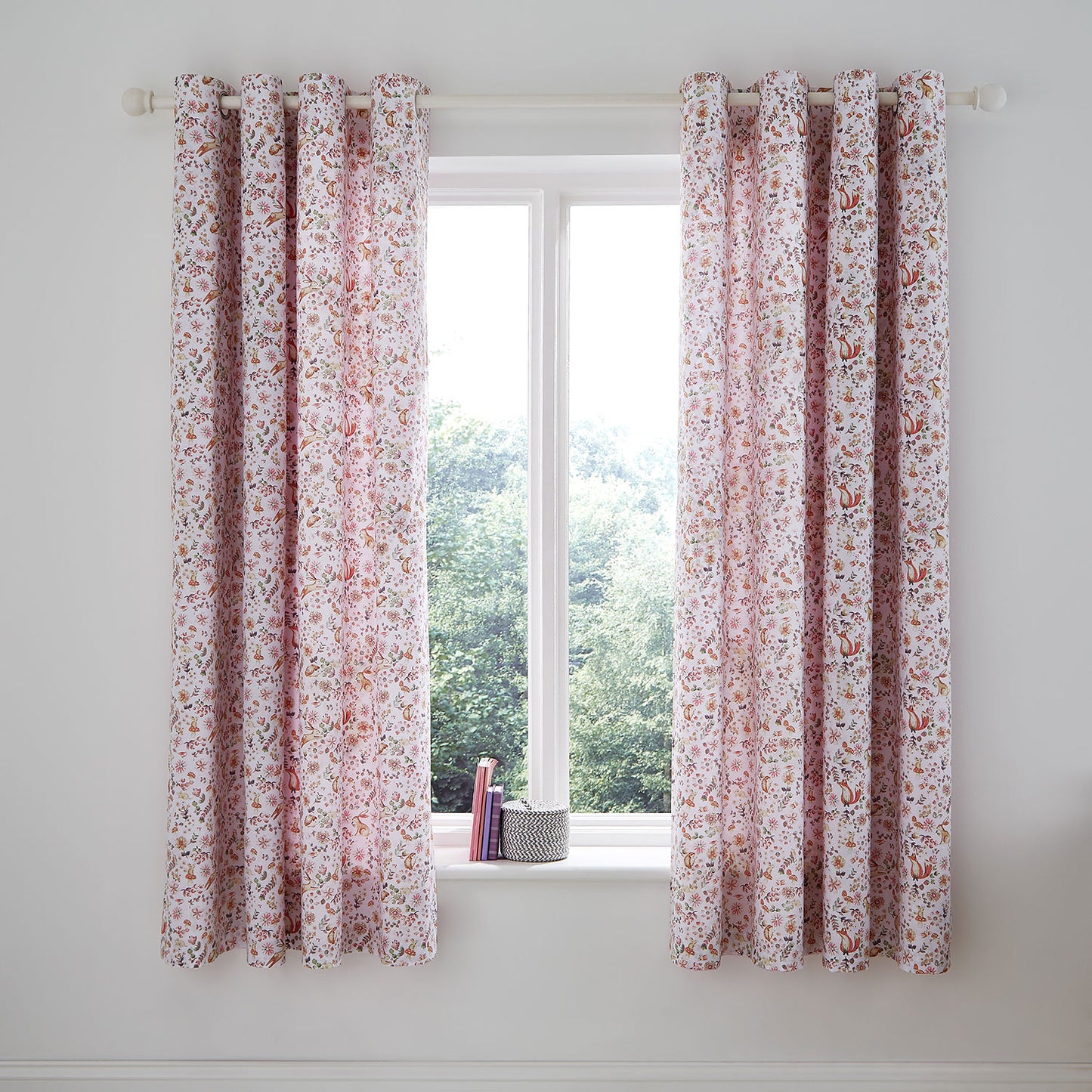 Catherine Lansfield Pink Enchanted Butterfly Reversible Eyelet Curtains