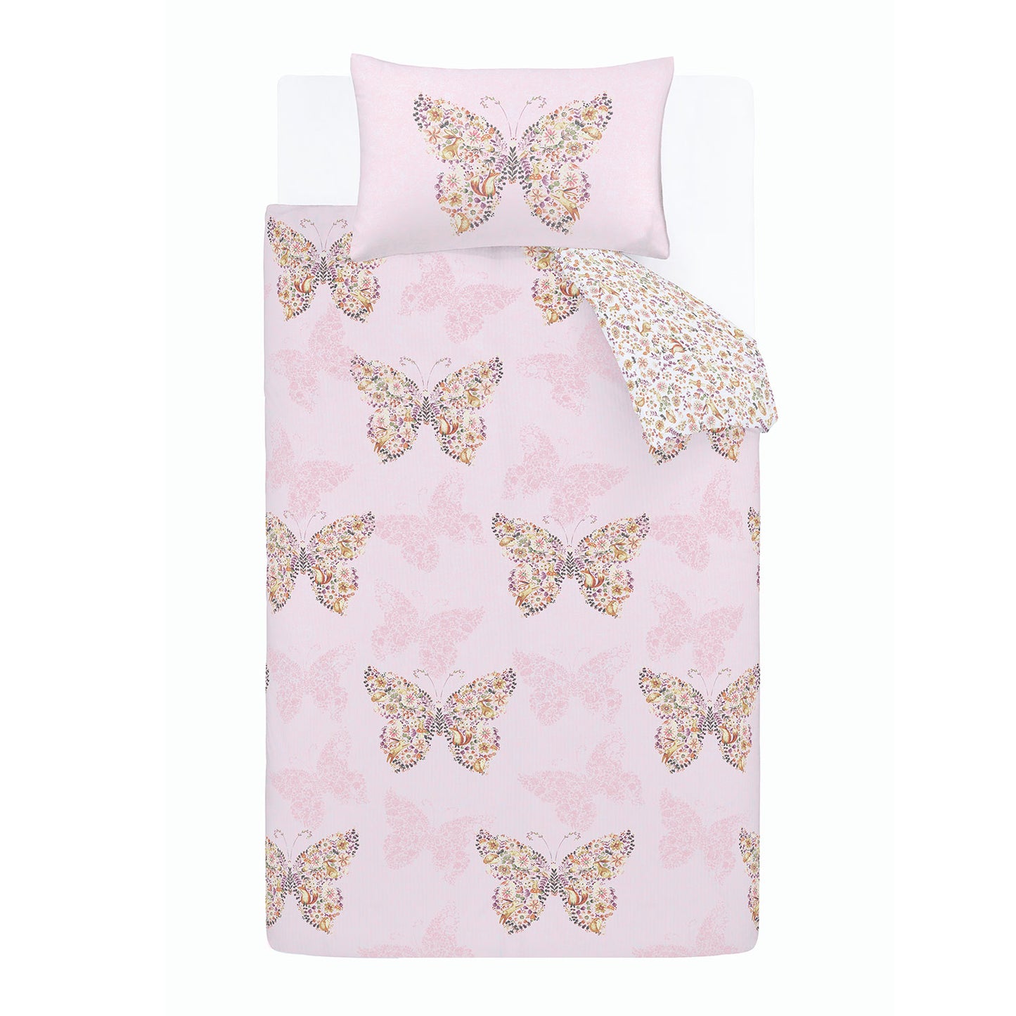 Catherine Lansfield Enchanted Butterfly Pink Reversible Duvet Set