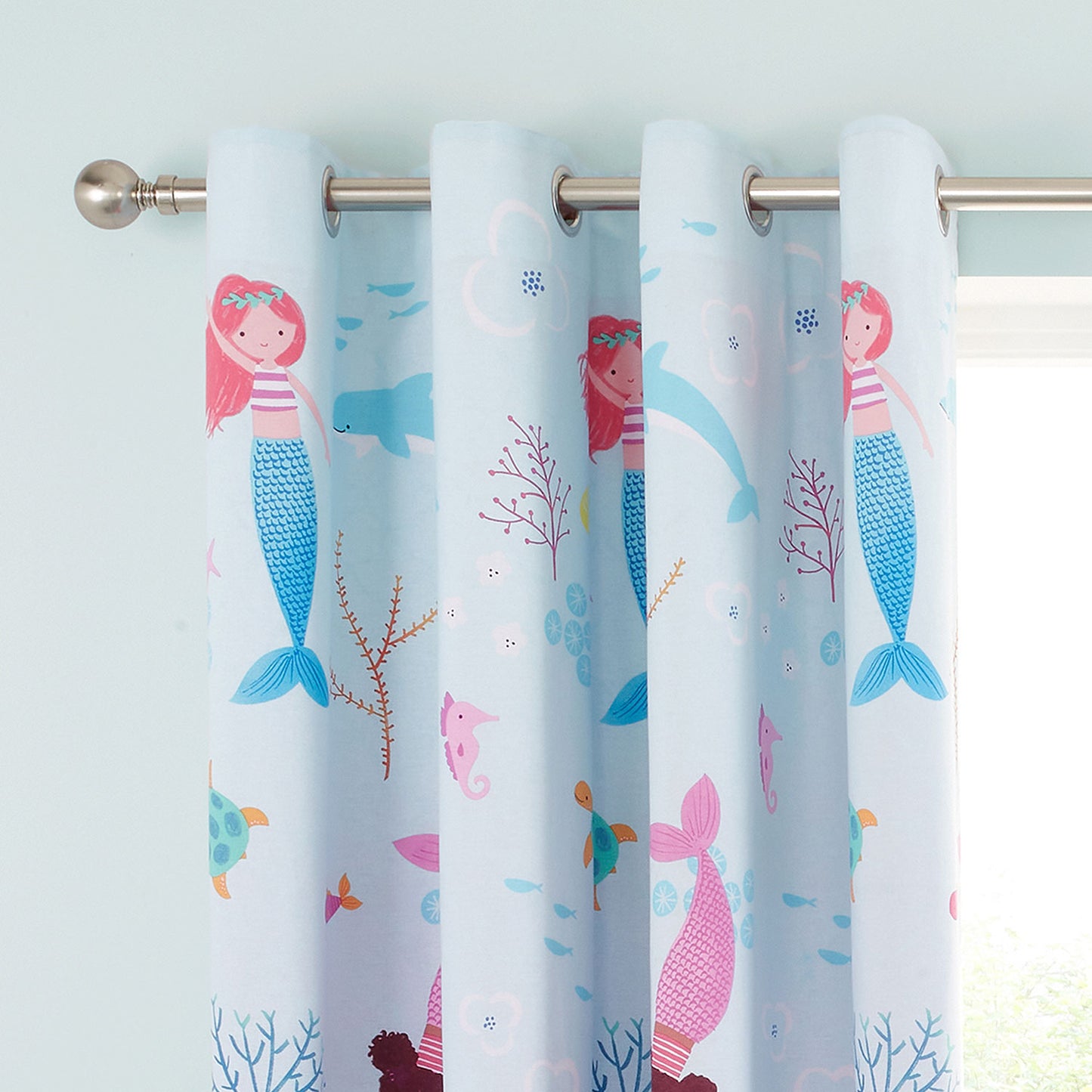 Catherine Lansfield Mermaid Ombre Reversible Eyelet Curtains
