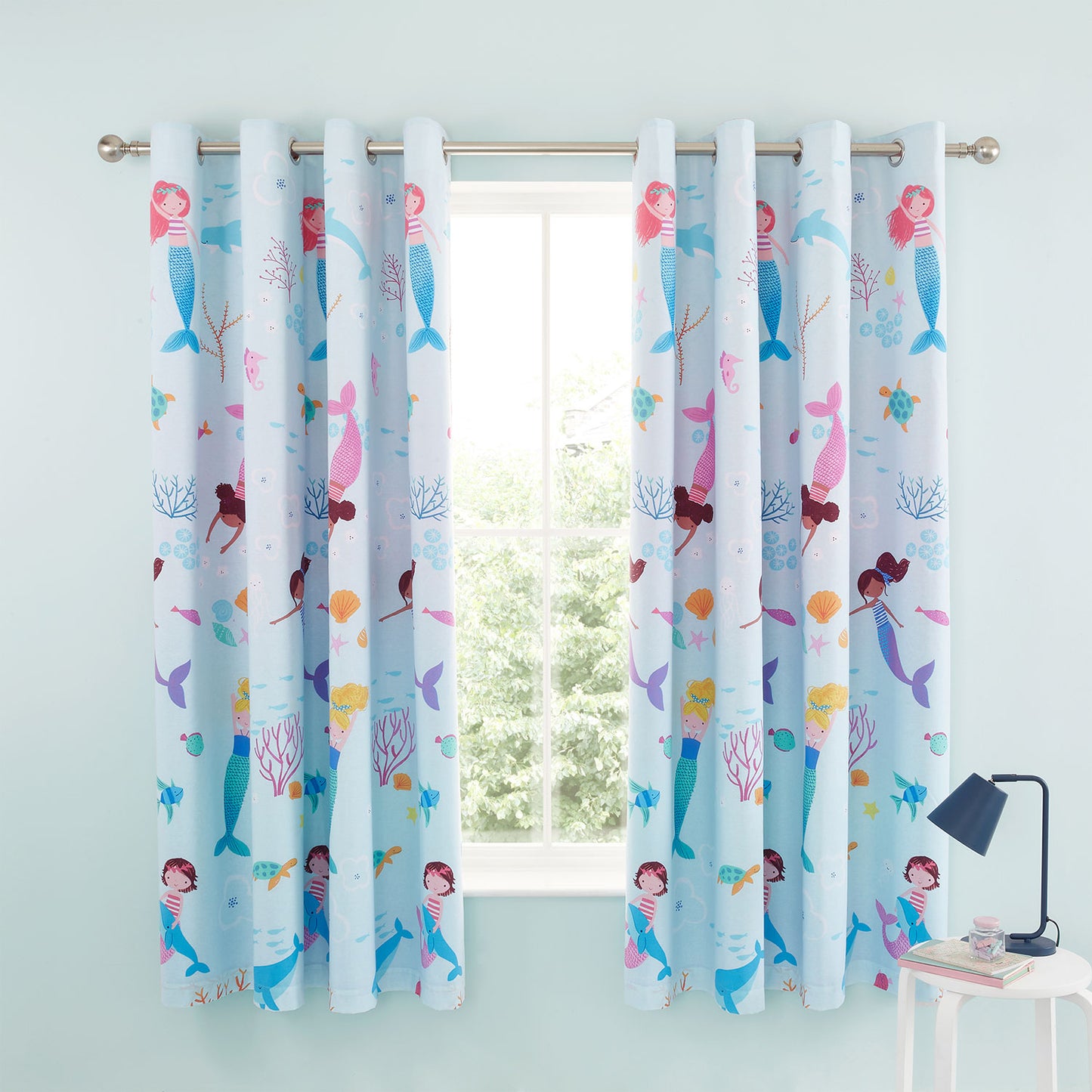 Catherine Lansfield Mermaid Ombre Reversible Eyelet Curtains