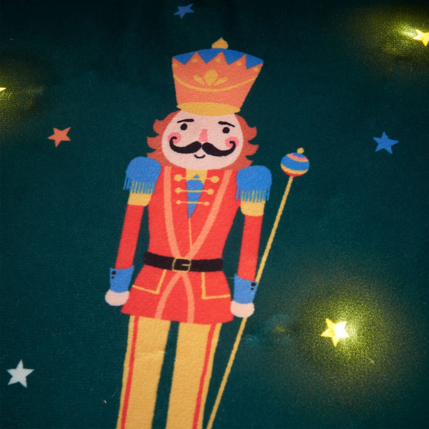 Catherine Lansfield Christmas Nutcracker Soft Velvet Light Up Cushion
