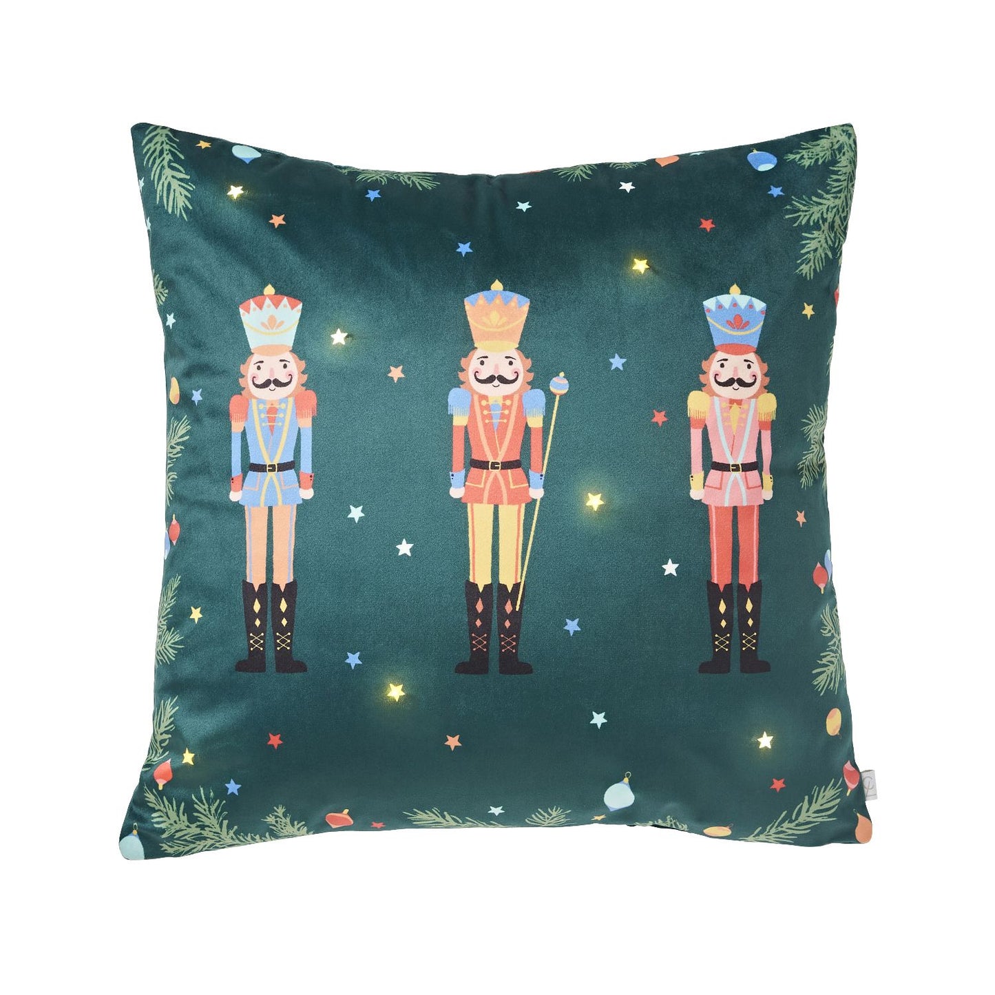 Catherine Lansfield Christmas Nutcracker Soft Velvet Light Up Cushion
