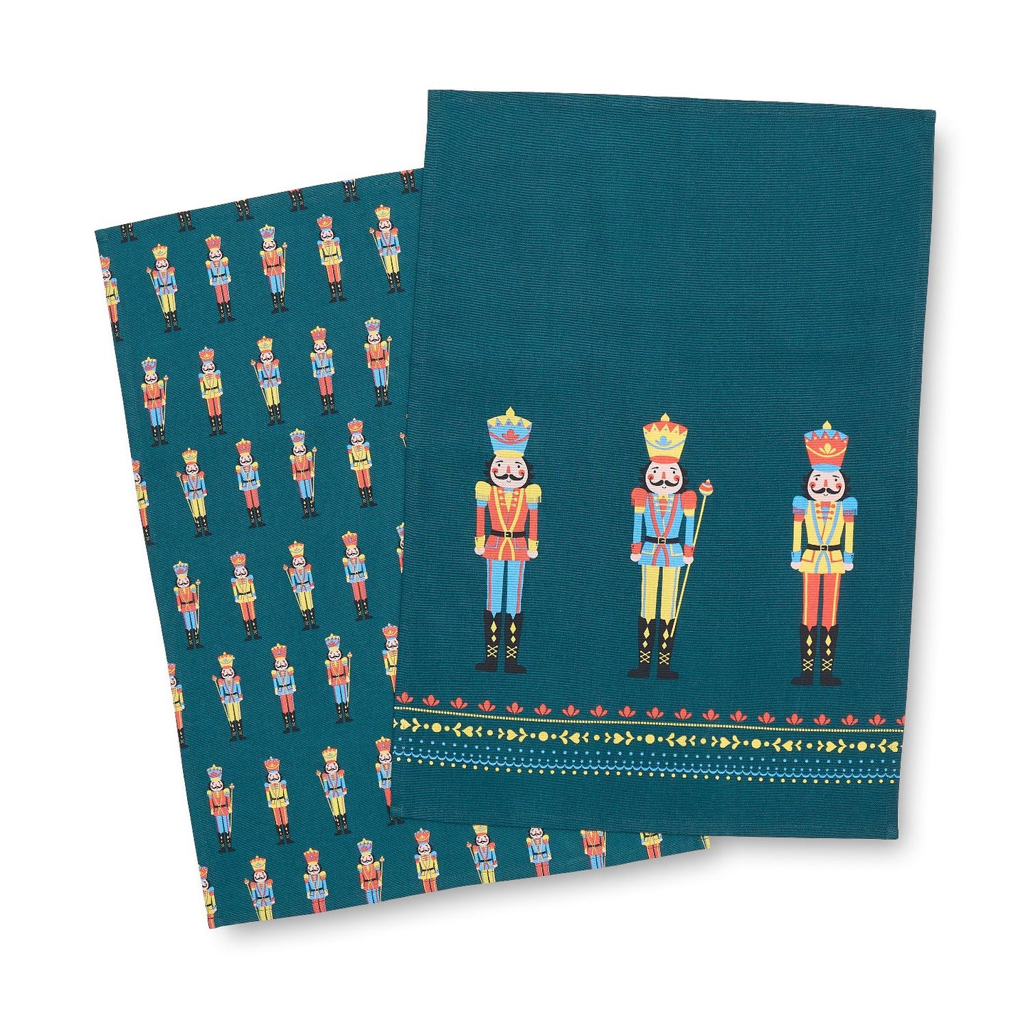 Catherine Lansfield Christmas Nutcracker Green Cotton Tea Towel Pack of 4