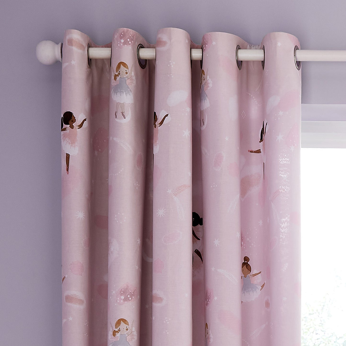 Catherine Lansfield Dancing Fairies Reversible Lined Curtains