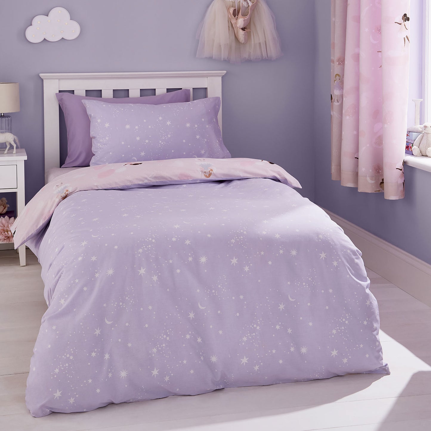 Catherine Lansfield Pink Dancing Fairies Reversible Duvet Set