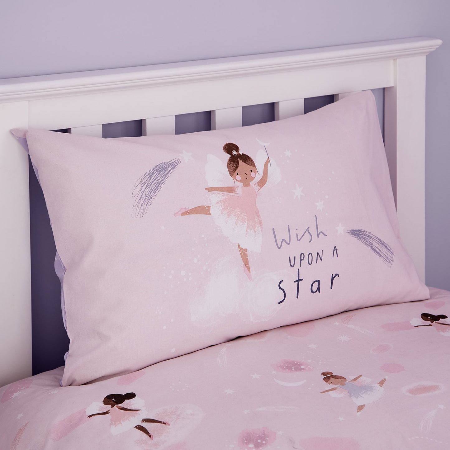 Catherine Lansfield Pink Dancing Fairies Reversible Duvet Set