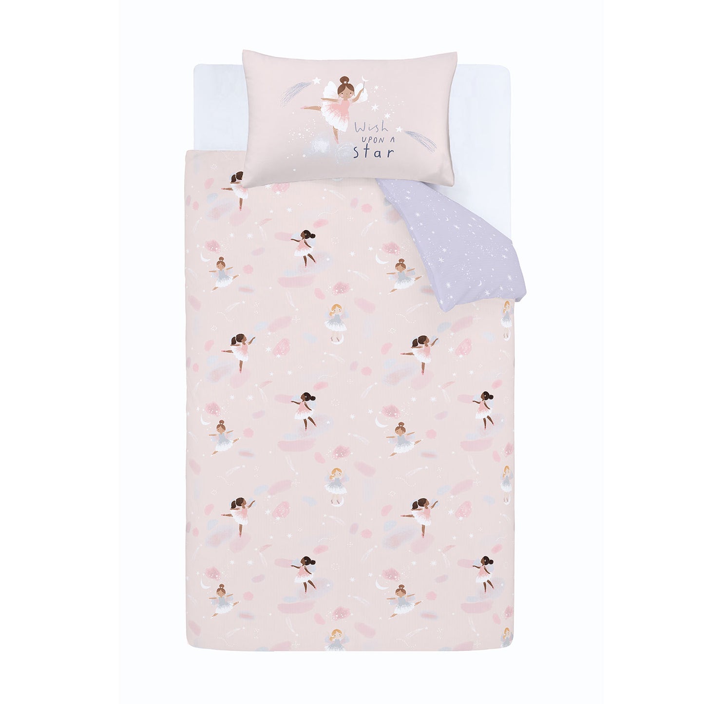 Catherine Lansfield Pink Dancing Fairies Reversible Duvet Set