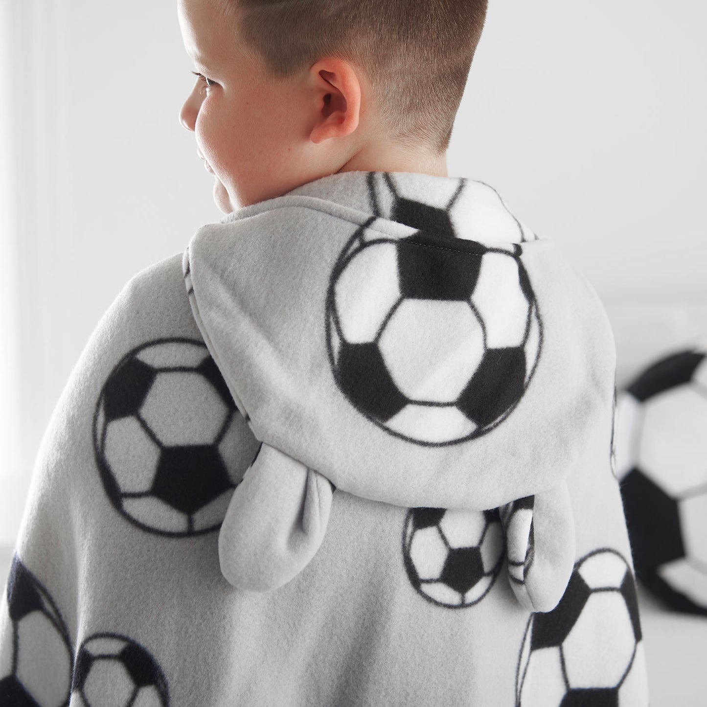 Catherine Lansfield Cosy Football Grey Fleece Blanket Throw