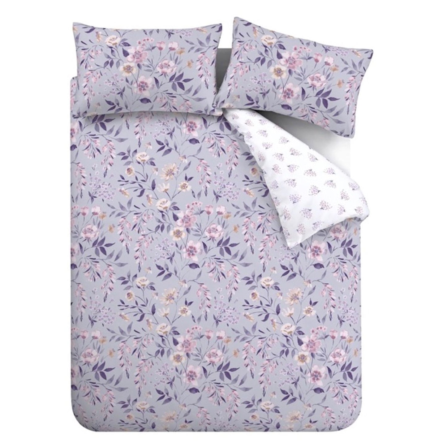 Catherine Lansfield Isadora Lilac Floral Reversible Duvet Set