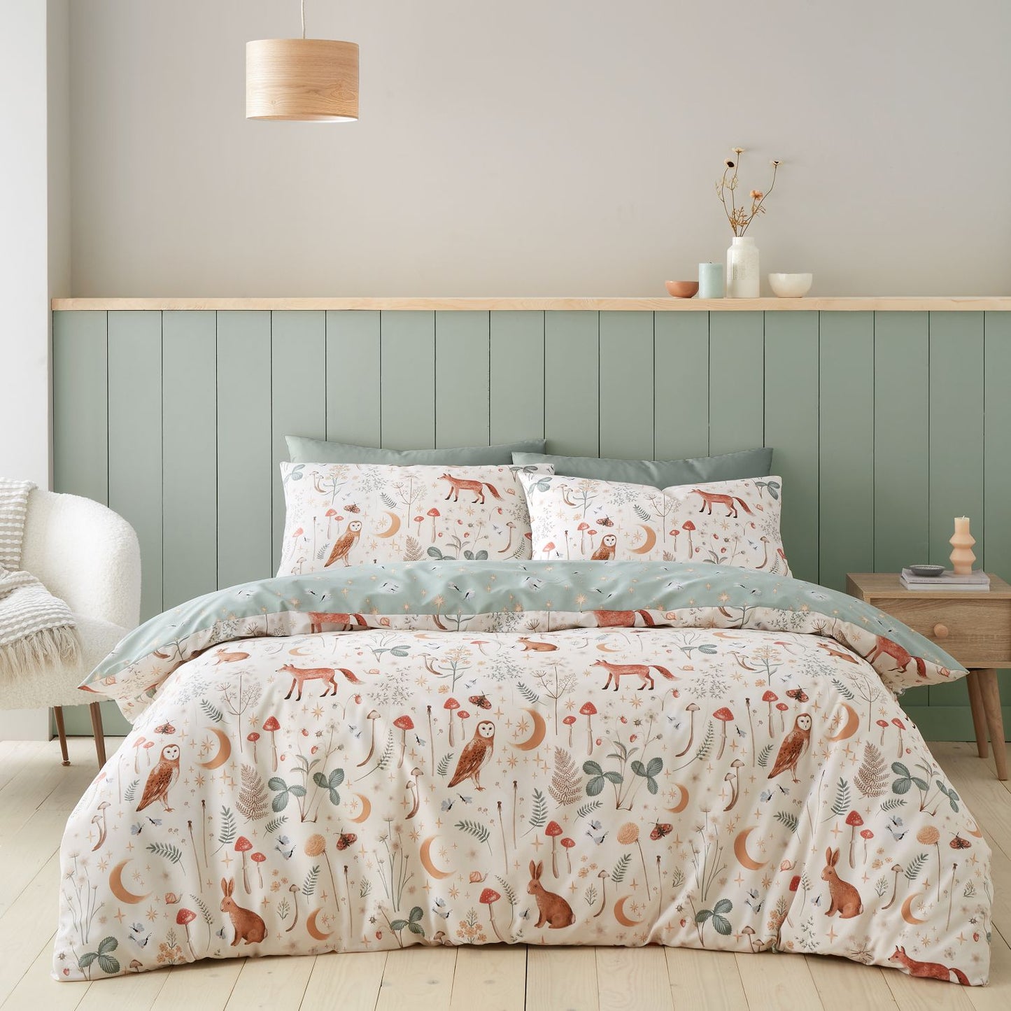 Catherine Lansfield Enchanted Twilight Animals Natural Duvet Set