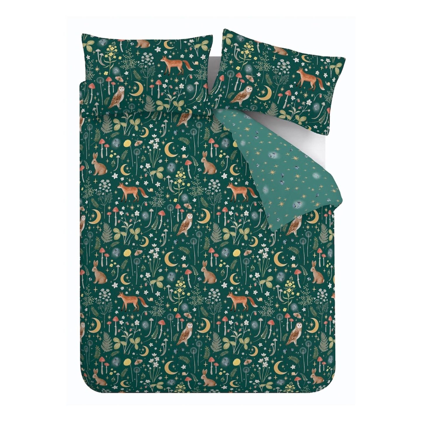 Catherine Lansfield Enchanted Twilight Animals Forest Green Duvet Set