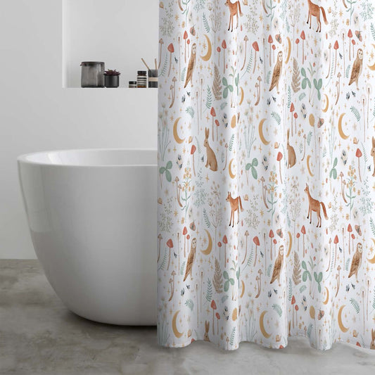 Catherine Lansfield Enchanted Twilight Animals White Shower Curtain