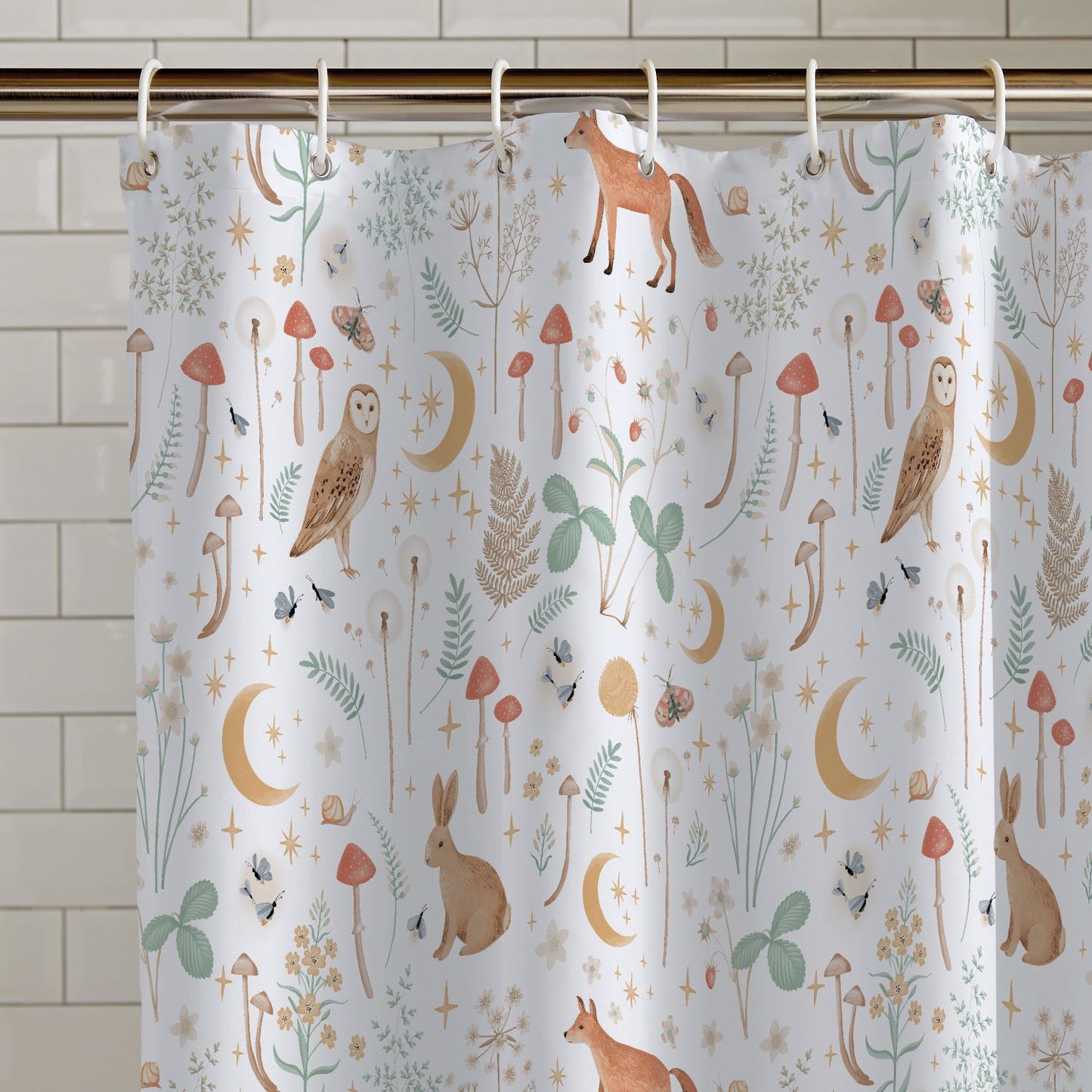 Catherine Lansfield Enchanted Twilight Animals White Shower Curtain