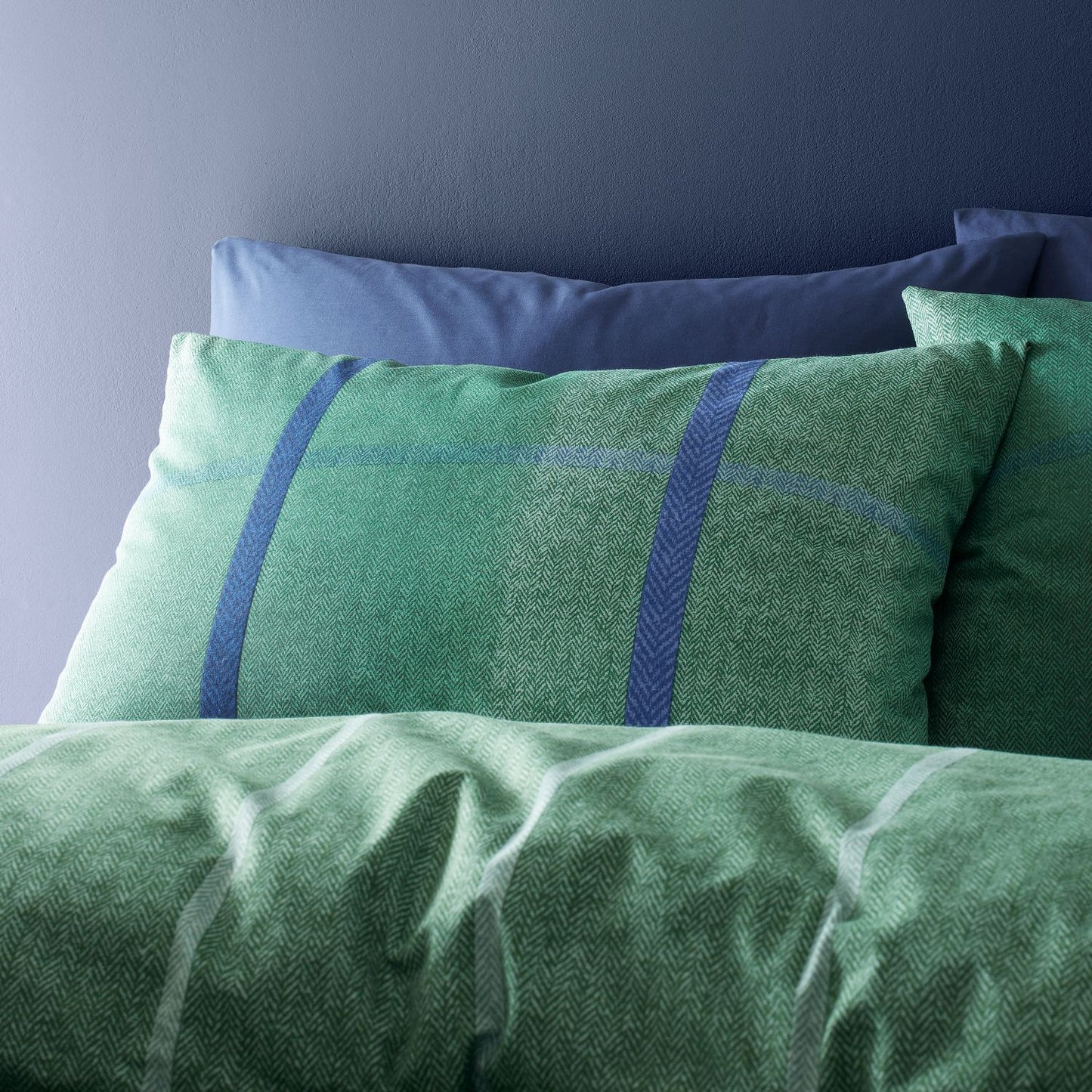 Catherine Lansfield Brushed Cotton Melrose Tweed Green Duvet Set