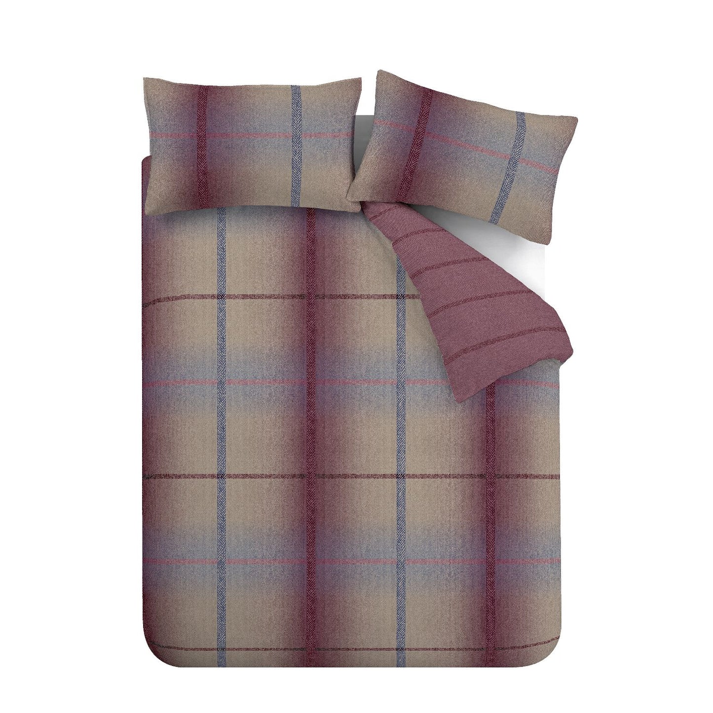 Catherine Lansfield Brushed Cotton Melrose Tweed Plum Check Duvet Set