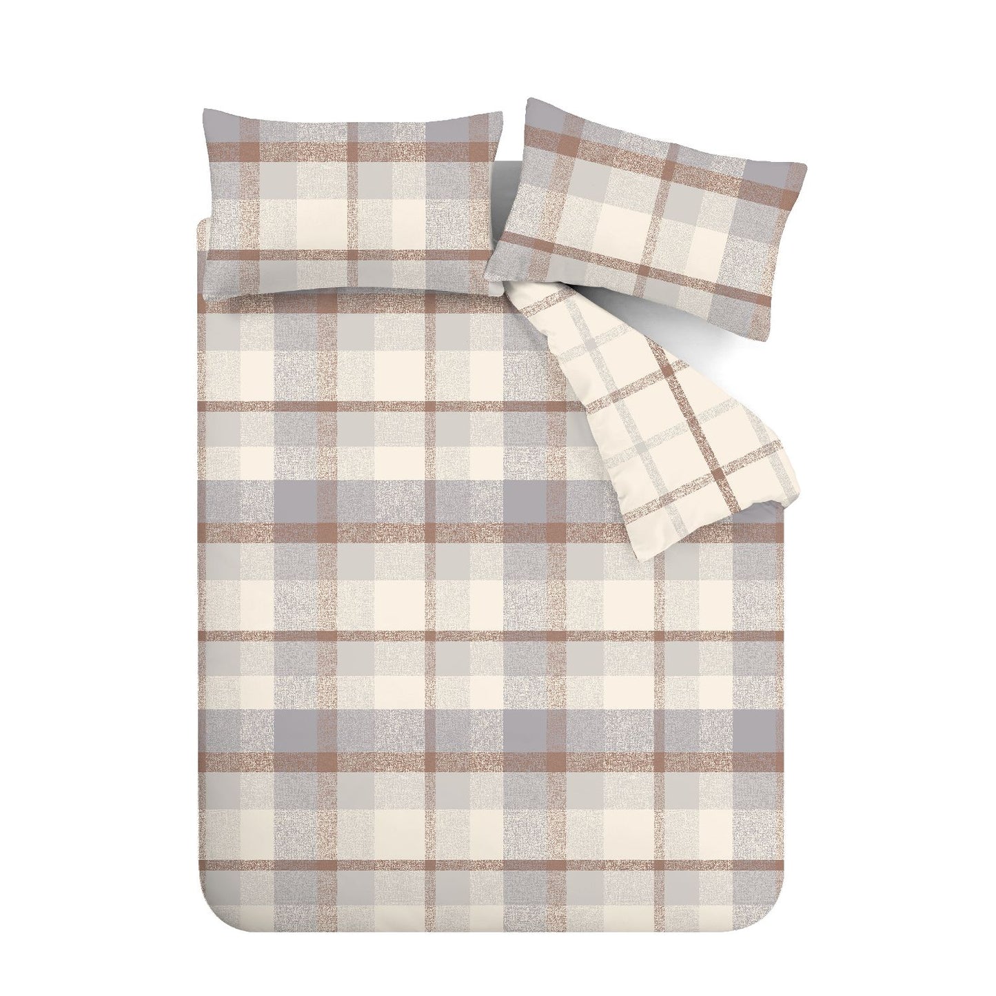 Catherine Lansfield Brushed Cotton Check Natural Duvet Set