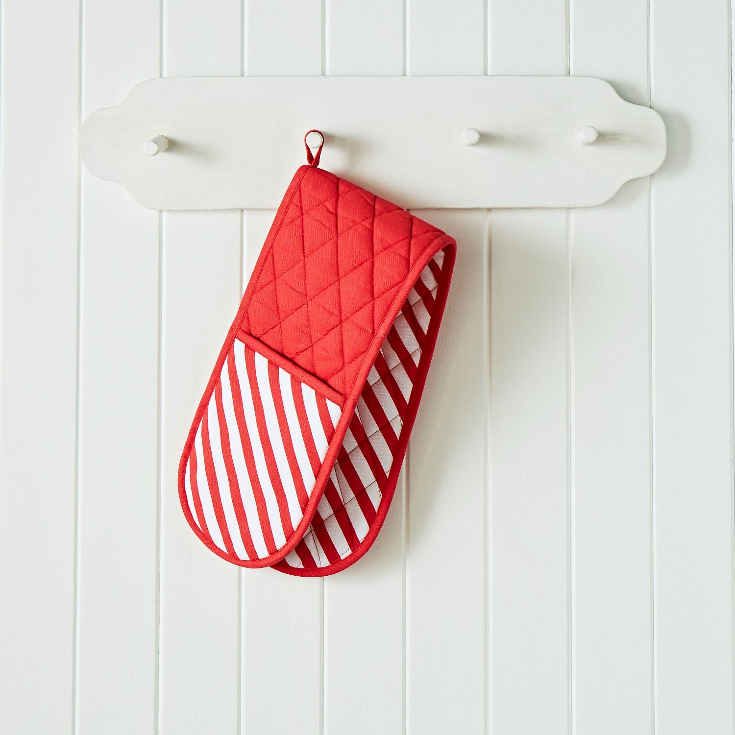 Catherine Lansfield Christmas Candy Cane Cotton Double Oven Glove ...