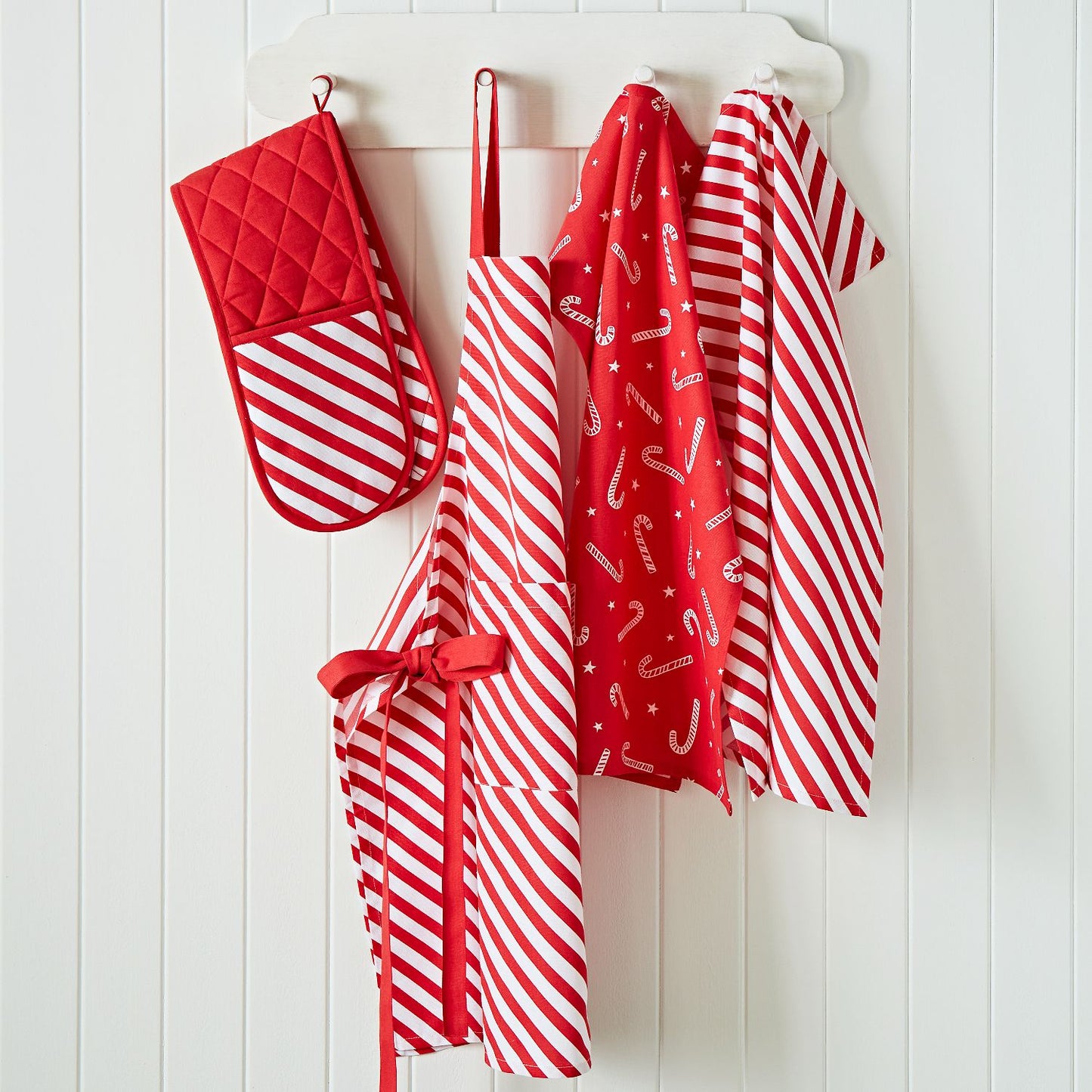 Catherine Lansfield Christmas Candy Cane Cotton Double Oven Glove