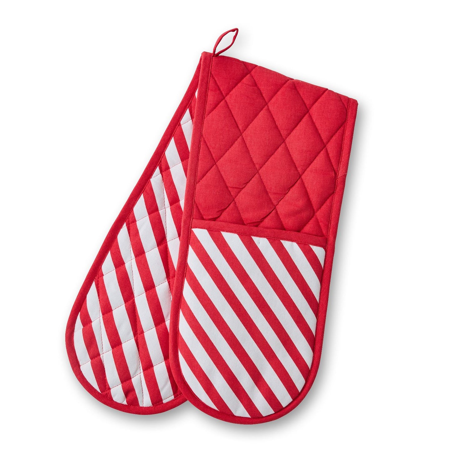 Catherine Lansfield Christmas Candy Cane Cotton Double Oven Glove