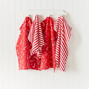 Catherine Lansfield Christmas Candy Cane Red Tea Towel Pack of 4