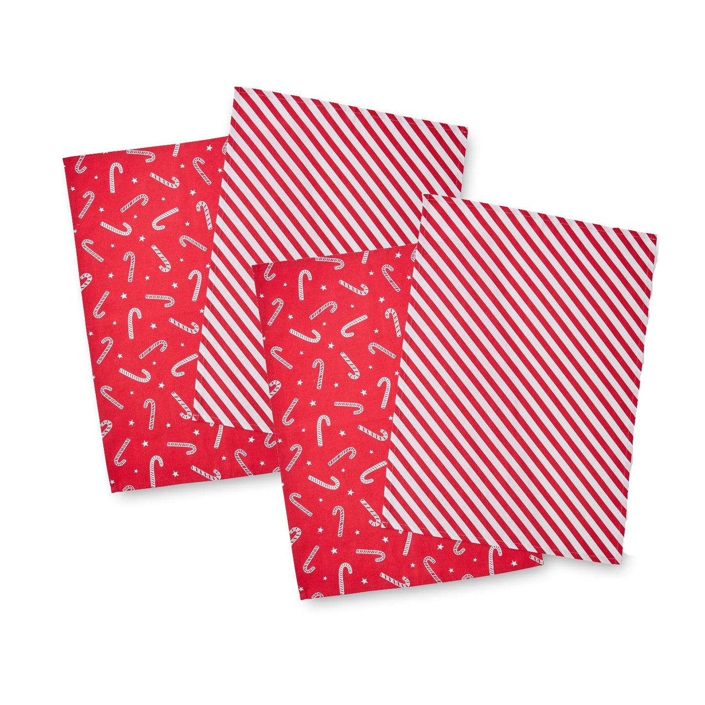 Catherine Lansfield Christmas Candy Cane Red Tea Towel Pack of 4