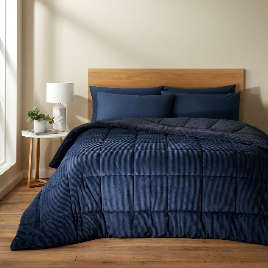 Catherine Lansfield Cosy Cord Navy Coverless Double 6.5 Tog Comforter