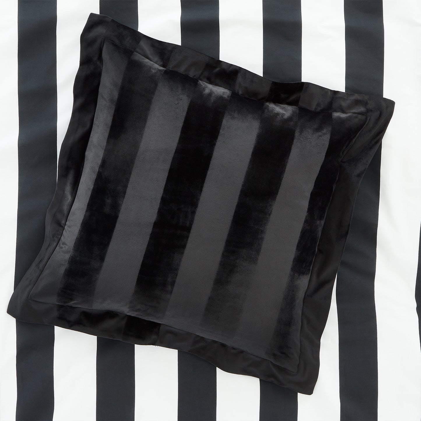 Style Sisters Black Velvet Stripe Cushion (55cm x 55cm)