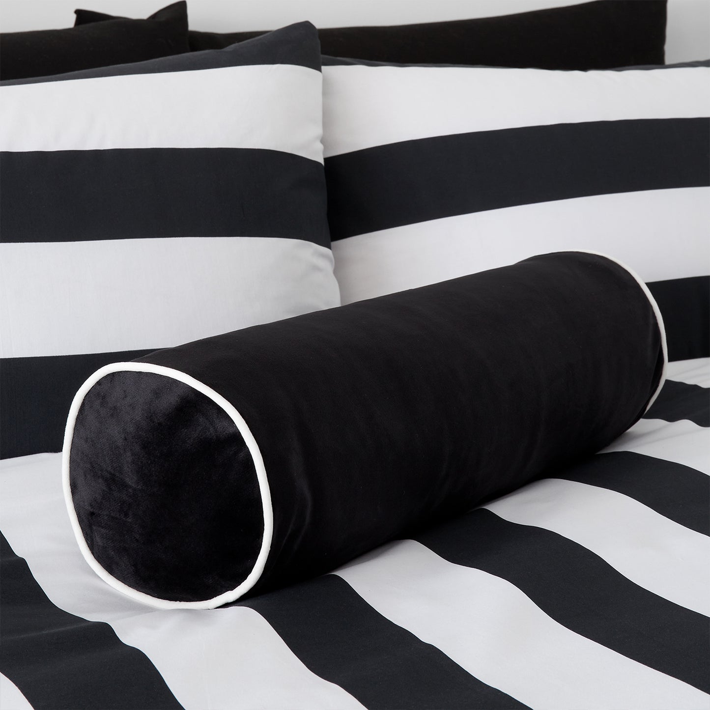 Style Sisters Black Velvet Bolster Cushion (50cm x 16cm)