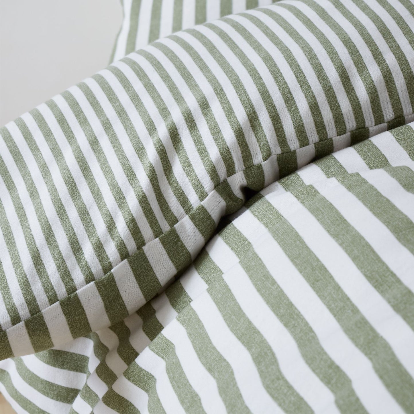 Catherine Lansfield Green Stripe Brushed Cotton Reversible Duvet Set