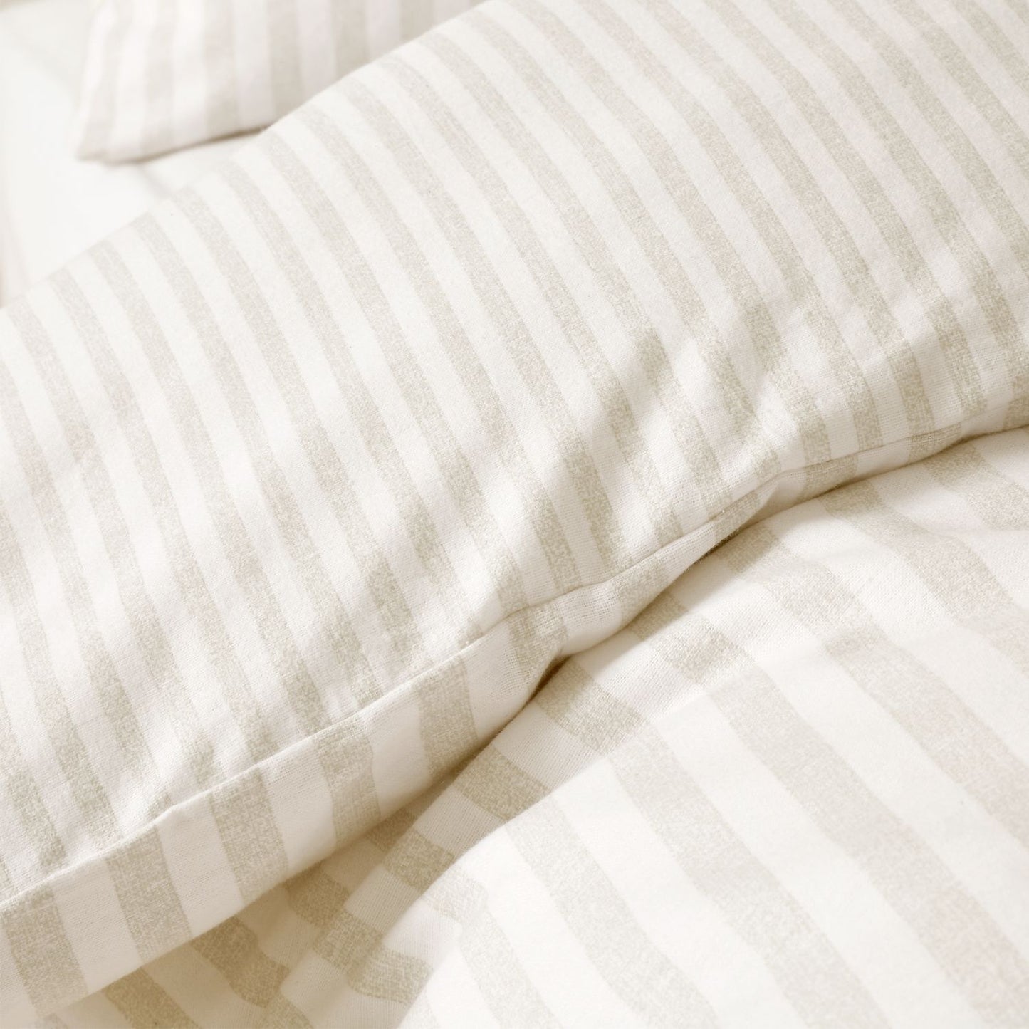 Catherine Lansfield Natural Stripe Brushed Cotton Reversible Duvet Set