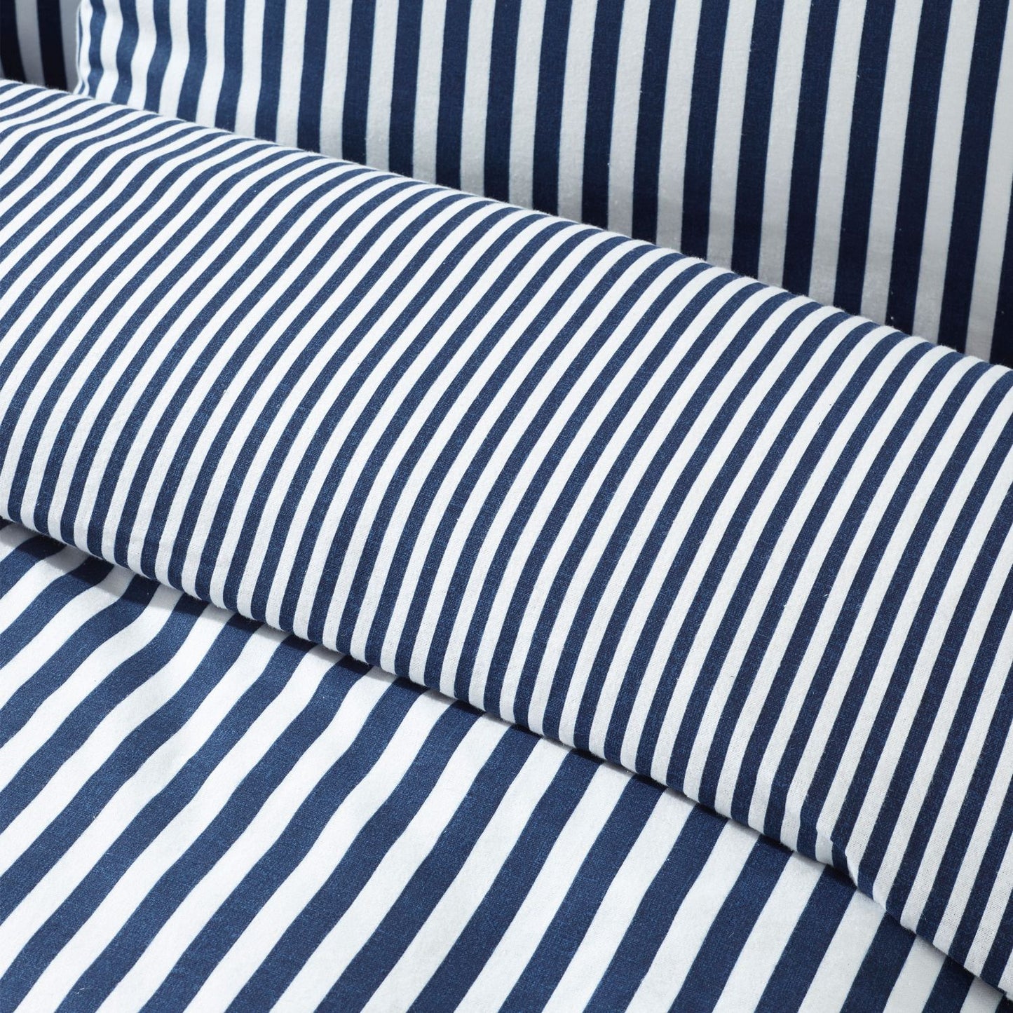 Catherine Lansfield Navy Blue Stripe Brushed Cotton Duvet Set