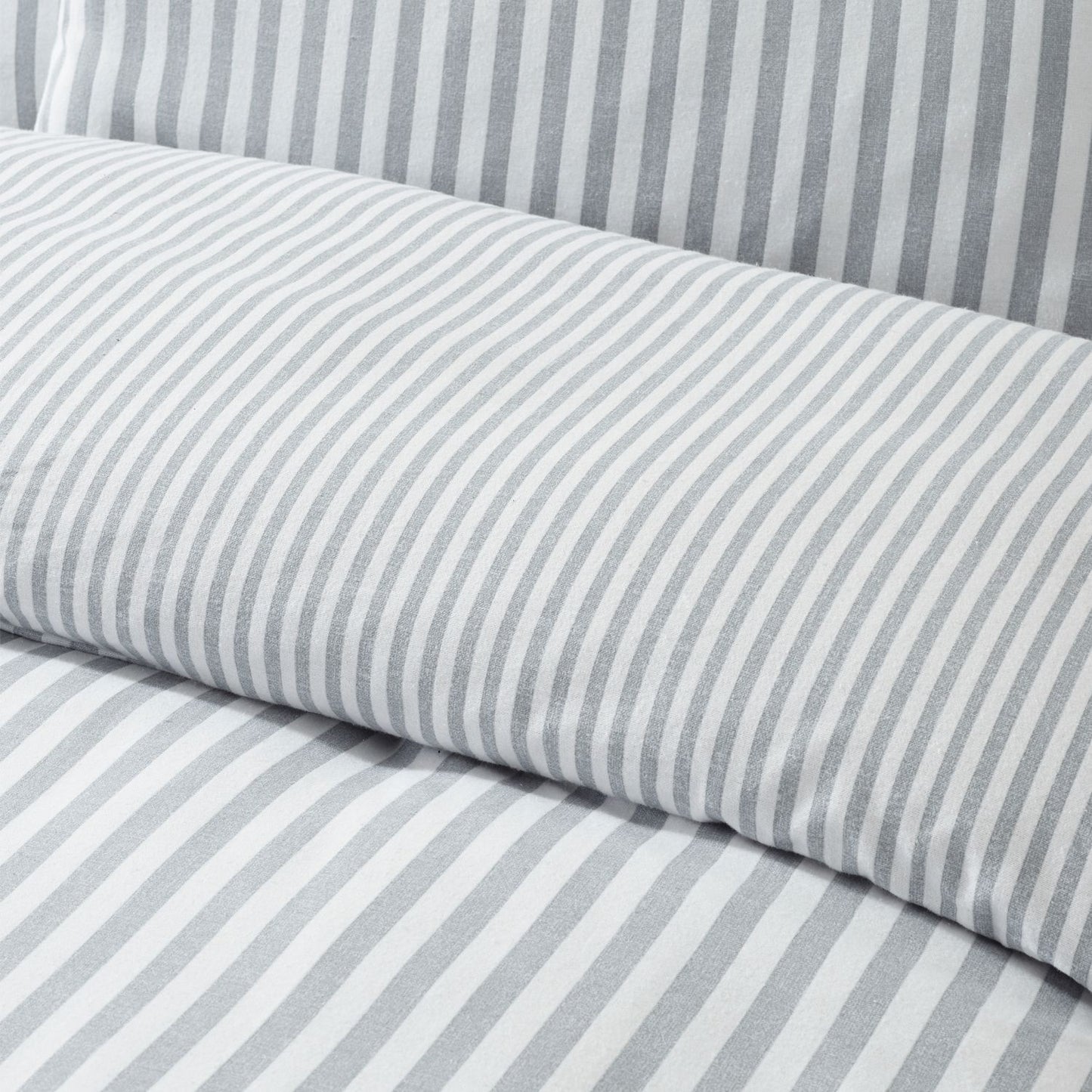 Catherine Lansfield Silver Stripe Brushed Cotton Reversible Duvet Set