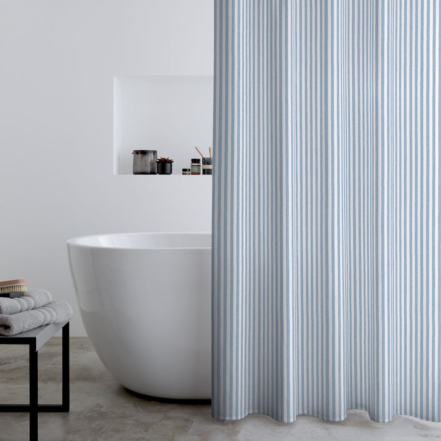 Catherine Lansfield Timeless Stripe Blue Shower Curtain