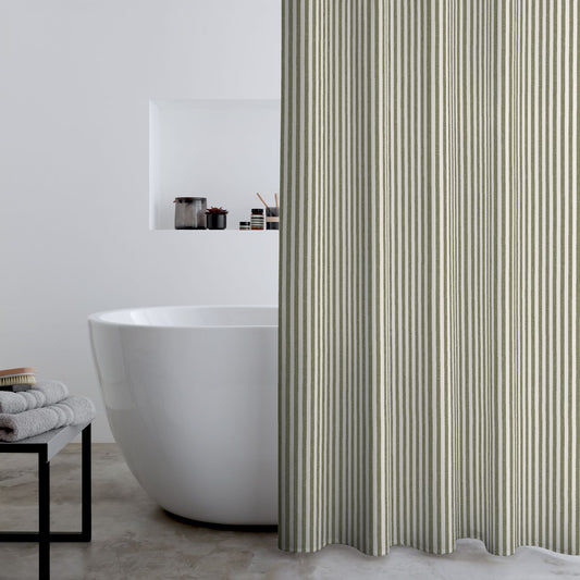 Catherine Lansfield Timeless Stripe Green Shower Curtain