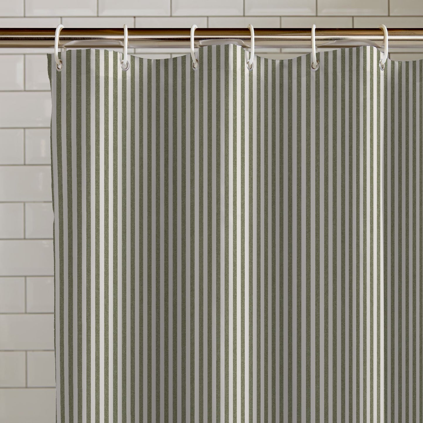 Catherine Lansfield Timeless Stripe Green Shower Curtain