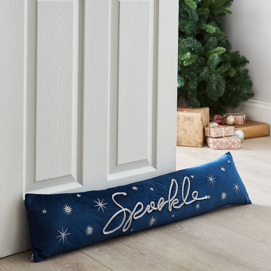 Catherine Lansfield Christmas Sparkle Navy Blue Door Draught Excluder