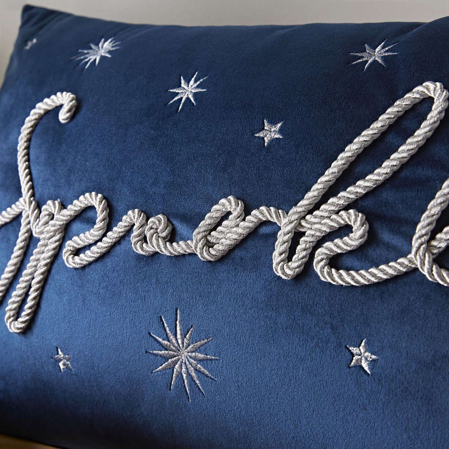 Catherine Lansfield Sparkle Soft Touch Blue Christmas Cushion