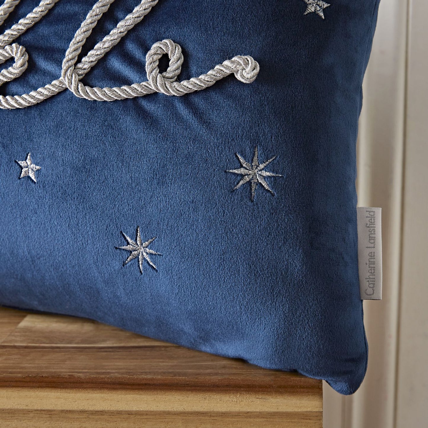 Catherine Lansfield Sparkle Soft Touch Blue Christmas Cushion