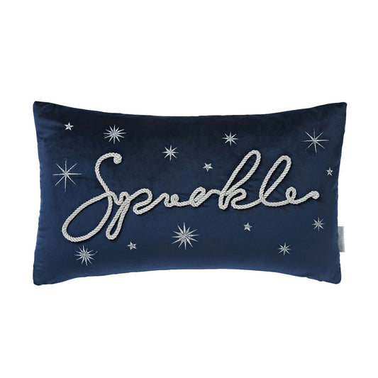 Catherine Lansfield Sparkle Soft Touch Blue Christmas Cushion