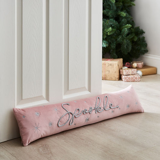 Catherine Lansfield Christmas Sparkle Pink Door Draught Excluder