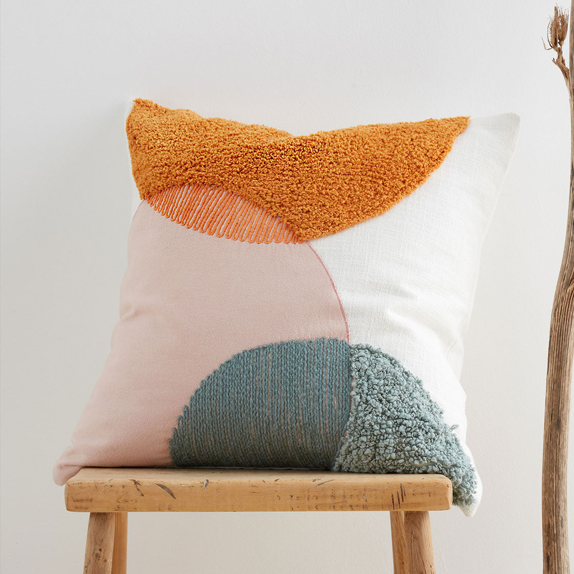 Pineapple Elephant Terracotta Tufted Semi Circles Cushion (45cm x 45cm)