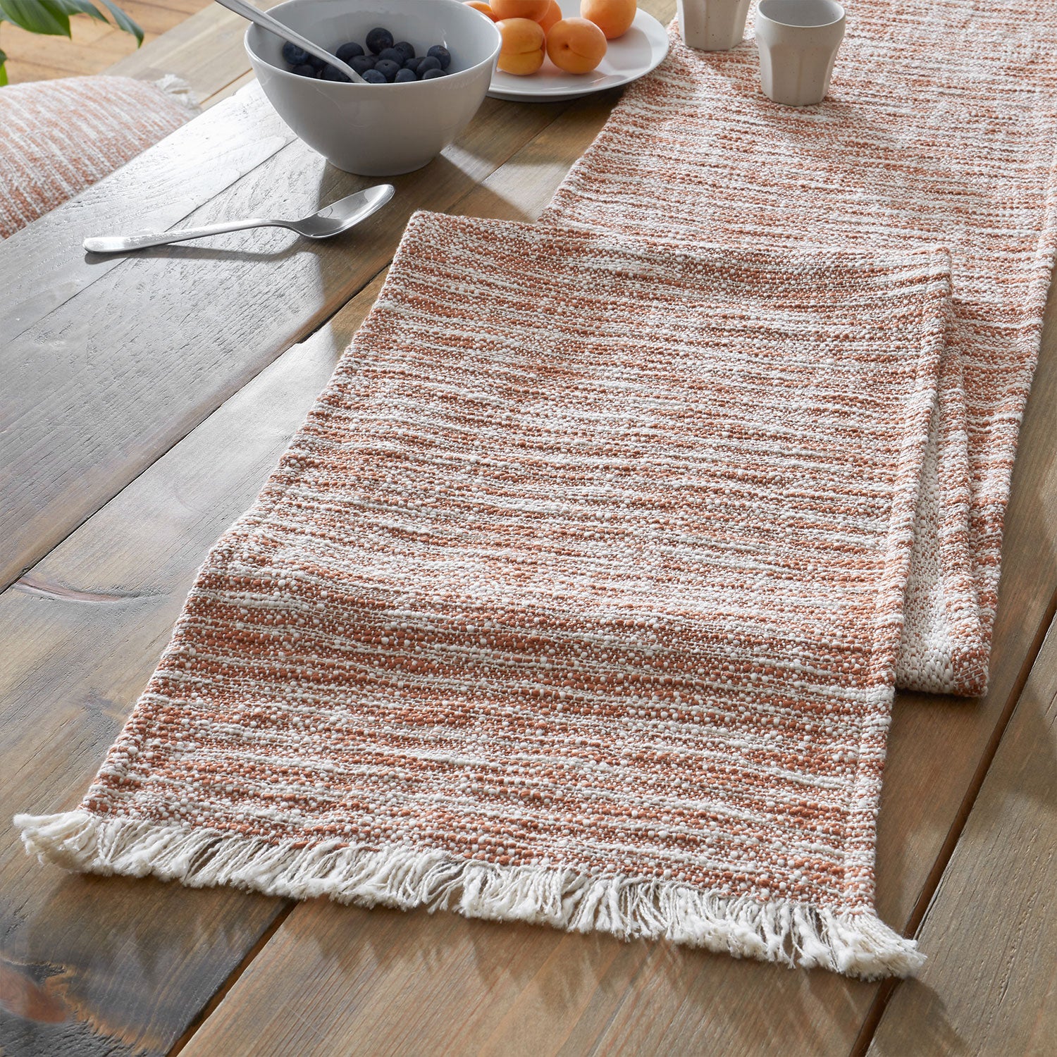 Pineapple Elephant Terracotta Textured Frayed Edge Table Runner ...