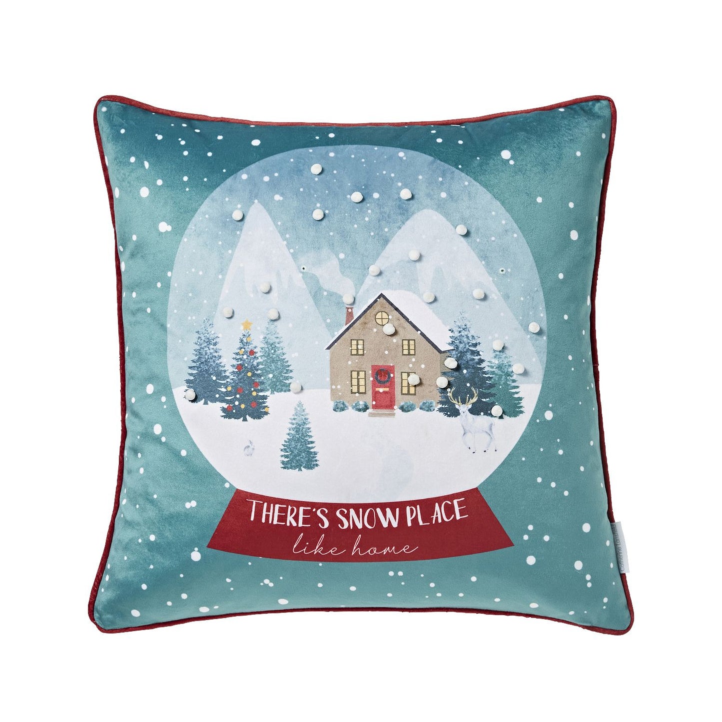 Catherine Lansfield Snow Place Like Home Pom Pom Christmas Cushion
