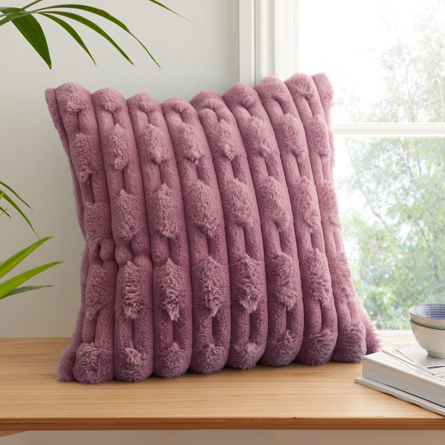 Bianca So Soft Pink Carved Faux Fur Cushion