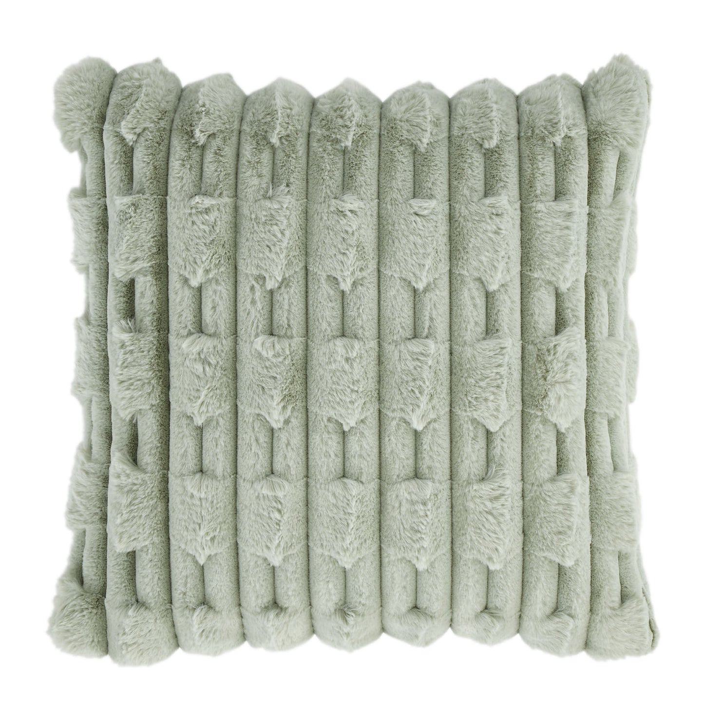 Bianca So Soft Sage Green Carved Faux Fur Cushion